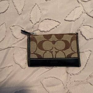Coach Brown and Beige Signature Pouch